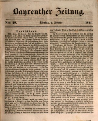 Bayreuther Zeitung Dienstag 2. Februar 1847