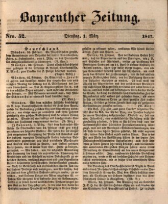 Bayreuther Zeitung Montag 1. März 1847
