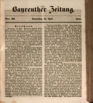 Bayreuther Zeitung Donnerstag 15. April 1847