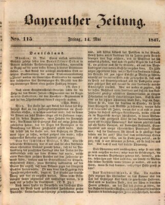Bayreuther Zeitung Freitag 14. Mai 1847