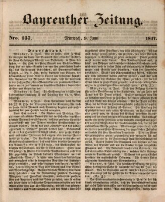 Bayreuther Zeitung Mittwoch 9. Juni 1847