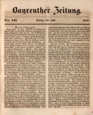 Bayreuther Zeitung Freitag 18. Juni 1847