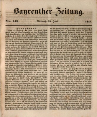 Bayreuther Zeitung Mittwoch 23. Juni 1847