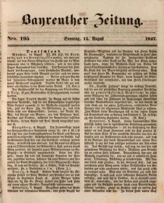 Bayreuther Zeitung Sonntag 15. August 1847