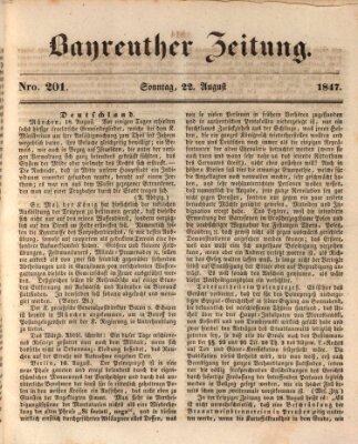 Bayreuther Zeitung Sonntag 22. August 1847