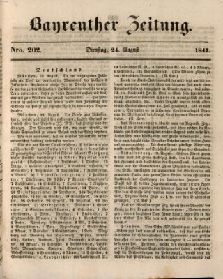 Bayreuther Zeitung Dienstag 24. August 1847