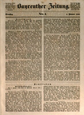 Bayreuther Zeitung Dienstag 4. Januar 1848