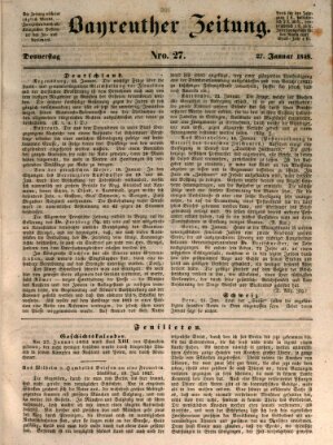 Bayreuther Zeitung Donnerstag 27. Januar 1848