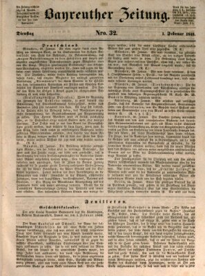 Bayreuther Zeitung Dienstag 1. Februar 1848