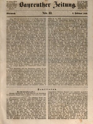Bayreuther Zeitung Mittwoch 2. Februar 1848