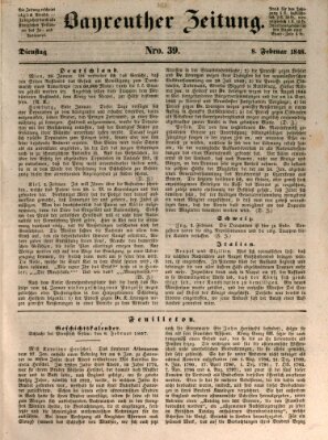 Bayreuther Zeitung Dienstag 8. Februar 1848