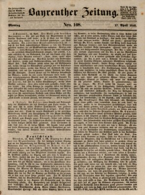 Bayreuther Zeitung Montag 17. April 1848