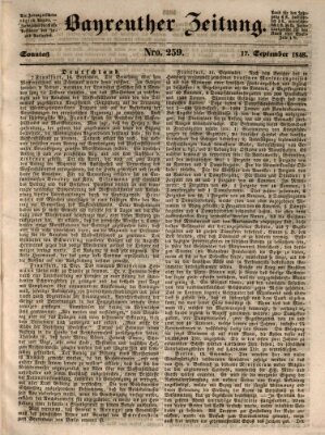 Bayreuther Zeitung Sonntag 17. September 1848