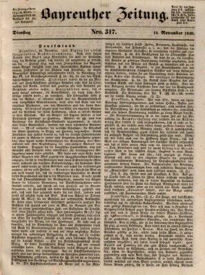 Bayreuther Zeitung Dienstag 14. November 1848