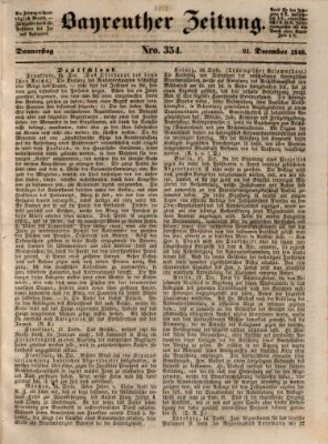 Bayreuther Zeitung Donnerstag 21. Dezember 1848