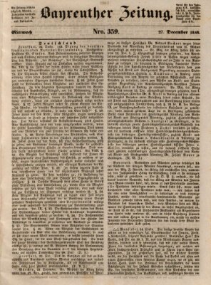 Bayreuther Zeitung Mittwoch 27. Dezember 1848