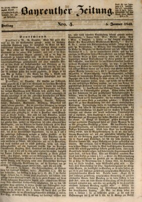 Bayreuther Zeitung Freitag 5. Januar 1849