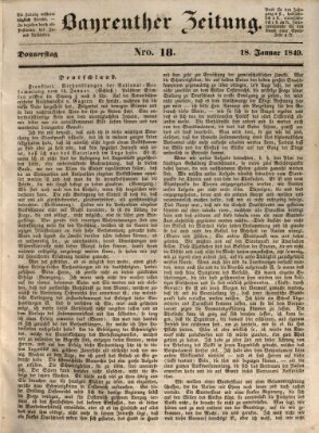 Bayreuther Zeitung Donnerstag 18. Januar 1849
