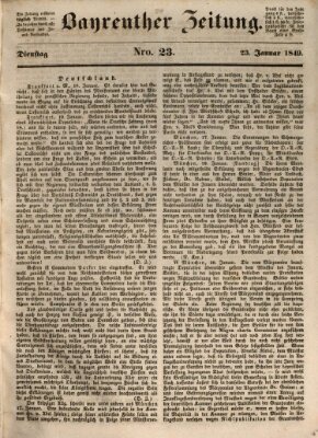 Bayreuther Zeitung Dienstag 23. Januar 1849