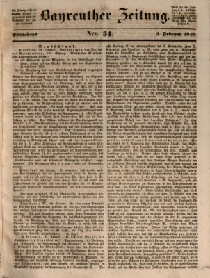 Bayreuther Zeitung Samstag 3. Februar 1849