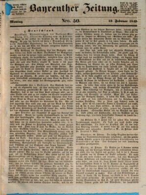 Bayreuther Zeitung Montag 19. Februar 1849