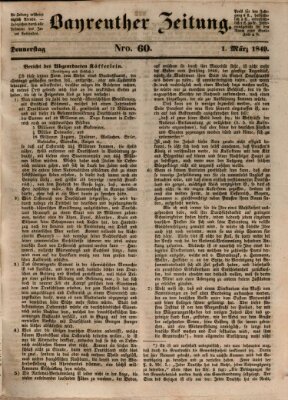 Bayreuther Zeitung Donnerstag 1. März 1849