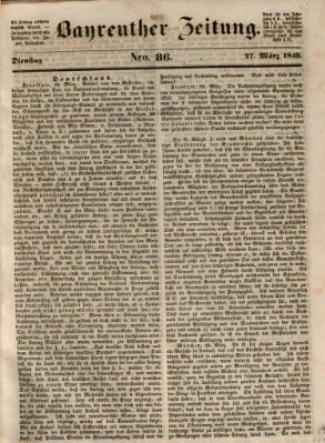 Bayreuther Zeitung Dienstag 27. März 1849
