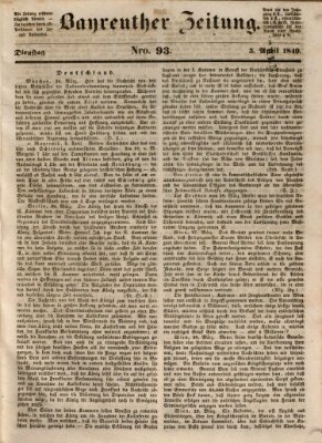 Bayreuther Zeitung Dienstag 3. April 1849