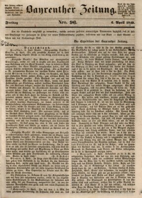 Bayreuther Zeitung Freitag 6. April 1849