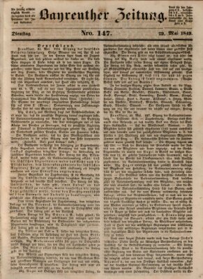 Bayreuther Zeitung Dienstag 29. Mai 1849