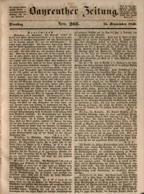 Bayreuther Zeitung Dienstag 25. September 1849