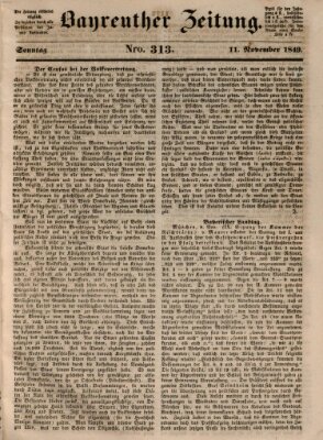 Bayreuther Zeitung Sonntag 11. November 1849