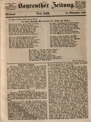 Bayreuther Zeitung Mittwoch 21. November 1849
