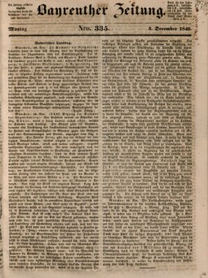 Bayreuther Zeitung Montag 3. Dezember 1849
