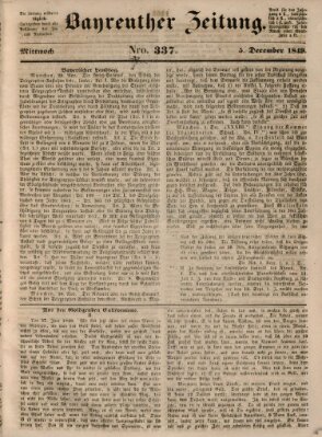 Bayreuther Zeitung Mittwoch 5. Dezember 1849