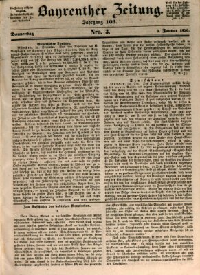 Bayreuther Zeitung Donnerstag 3. Januar 1850