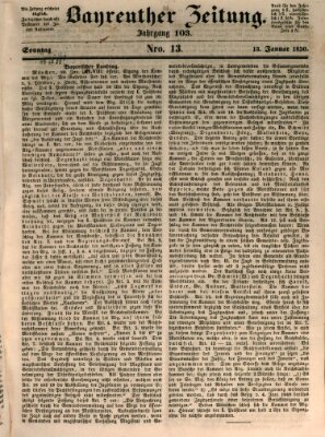Bayreuther Zeitung Sonntag 13. Januar 1850