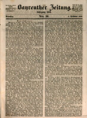 Bayreuther Zeitung Dienstag 5. Februar 1850