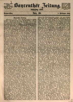 Bayreuther Zeitung Donnerstag 7. Februar 1850