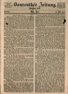 Bayreuther Zeitung Freitag 31. Mai 1850