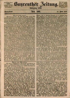 Bayreuther Zeitung Samstag 15. Juni 1850