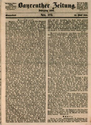 Bayreuther Zeitung Samstag 22. Juni 1850