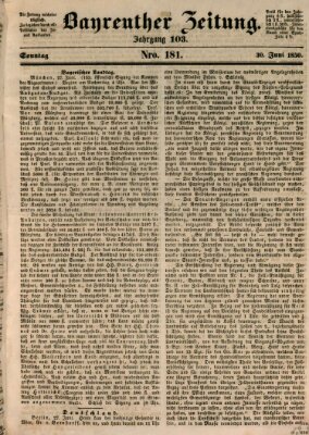 Bayreuther Zeitung Sonntag 30. Juni 1850