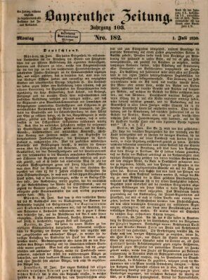 Bayreuther Zeitung Montag 1. Juli 1850