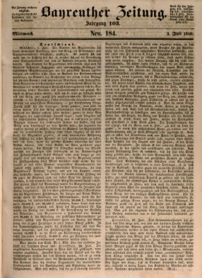 Bayreuther Zeitung Mittwoch 3. Juli 1850