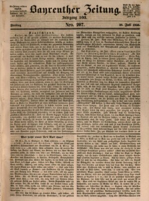 Bayreuther Zeitung Freitag 26. Juli 1850