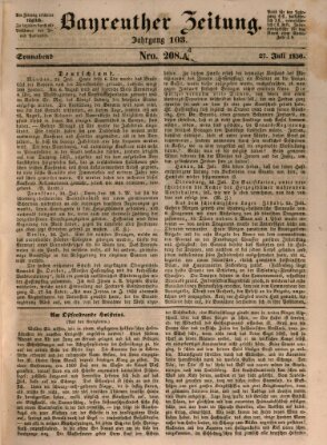 Bayreuther Zeitung Samstag 27. Juli 1850