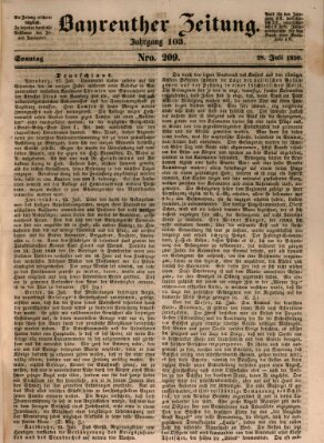Bayreuther Zeitung Sonntag 28. Juli 1850