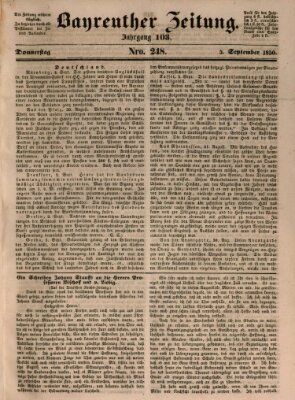 Bayreuther Zeitung Donnerstag 5. September 1850