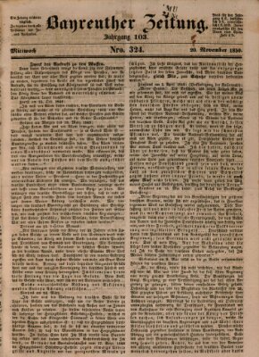 Bayreuther Zeitung Mittwoch 20. November 1850